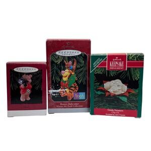 Hallmark Keepsake Christmas Ornament Lot Pooh Dad Bear Dreamers Clip-On Vintage
